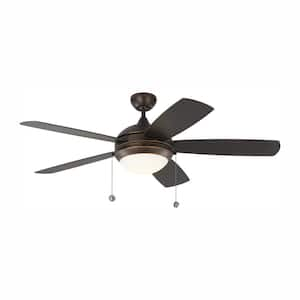 Discus Outdoor 52 in. Wet Rated Integrated LED Roman Bronze Ceiling Fan with Bronze Blades and 3000K Light Kit