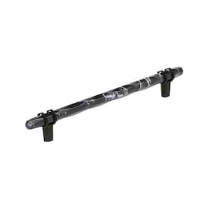 Carrione 8 in. (203mm) Center-to-Center Marble Black/Black Bronze Bar Cabinet Pull