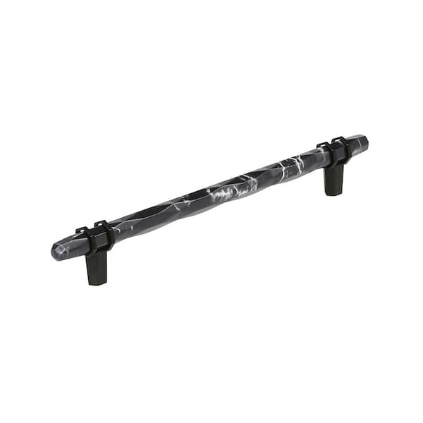 Carrione 8 in. (203mm) Center-to-Center Marble Black/Black Bronze Bar Cabinet Pull