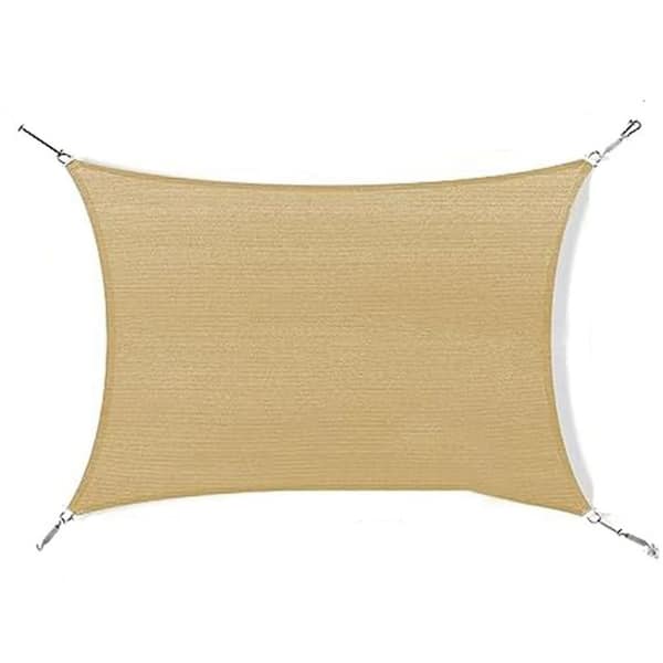 8 ft. x 10 ft. Sand Rectangle Sun Shade Sail Canopy for Patio Deck Yard Backyard with UV Protection