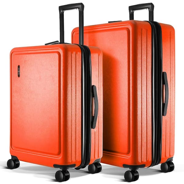 2-Piece Orange 24 in.-28 in. Nested Hard Luggage Set Expandable Spinner Suitcase TSA Compliant