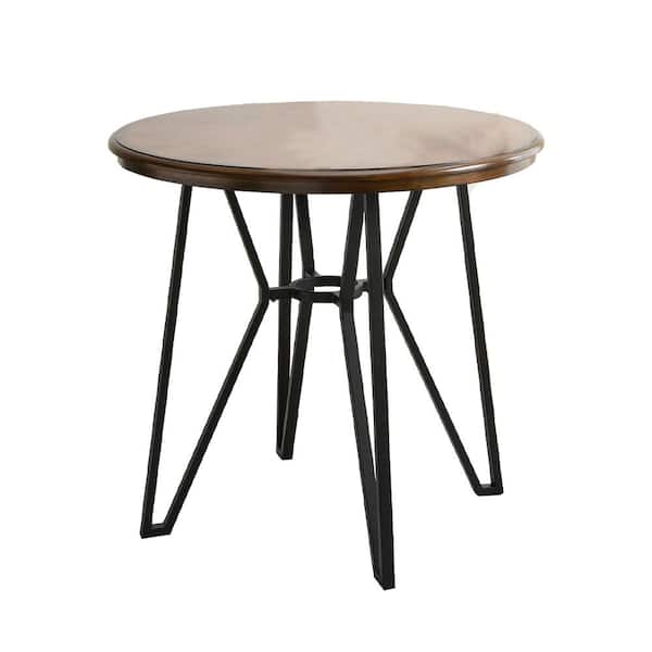 Tidoin 40.24 in. Round Brown Wood Top with Black Metal Leg