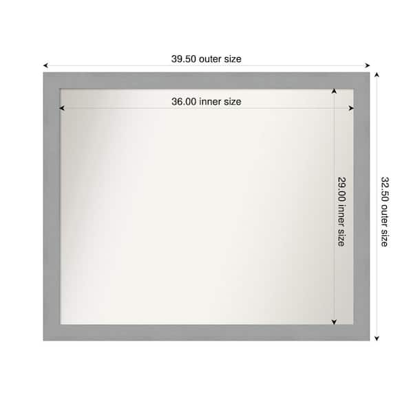 Amanti Art Brushed Nickel 39.5 in. x 32.5 in. Custom Non-Beveled Recycled Polystyrene Framed Bathroom Vanity Wall Mirror