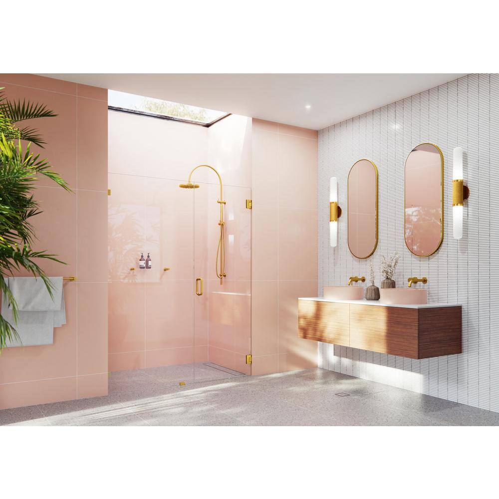 Elegance 59.75"-60.25" Satin Brass Frameless Hinged Shower Door