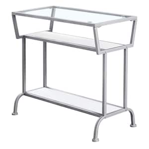 Jasmine 22 in. White/Silver Metal End Table