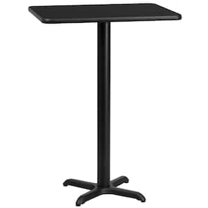 24 in. x 30 in. Rectangular Black Laminate Table Top with 22 in. x 22 in. Bar Height Table Base