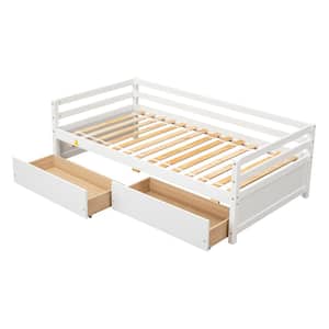 White Twin Size Daybed with Two Storage Drawers