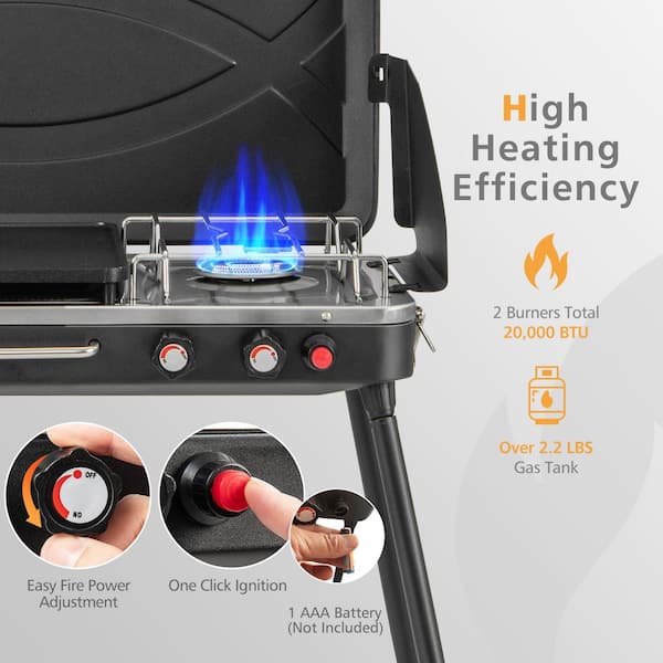 Costway 2-in-1 Portable Propane Grill Burner Camping Gas Stove