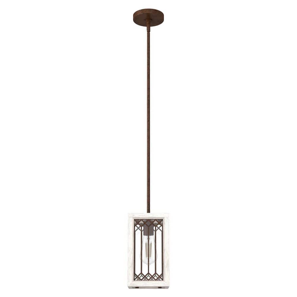 Chevron 10.75" White Glass Mini Pendant Light with Textured Rust Finish
