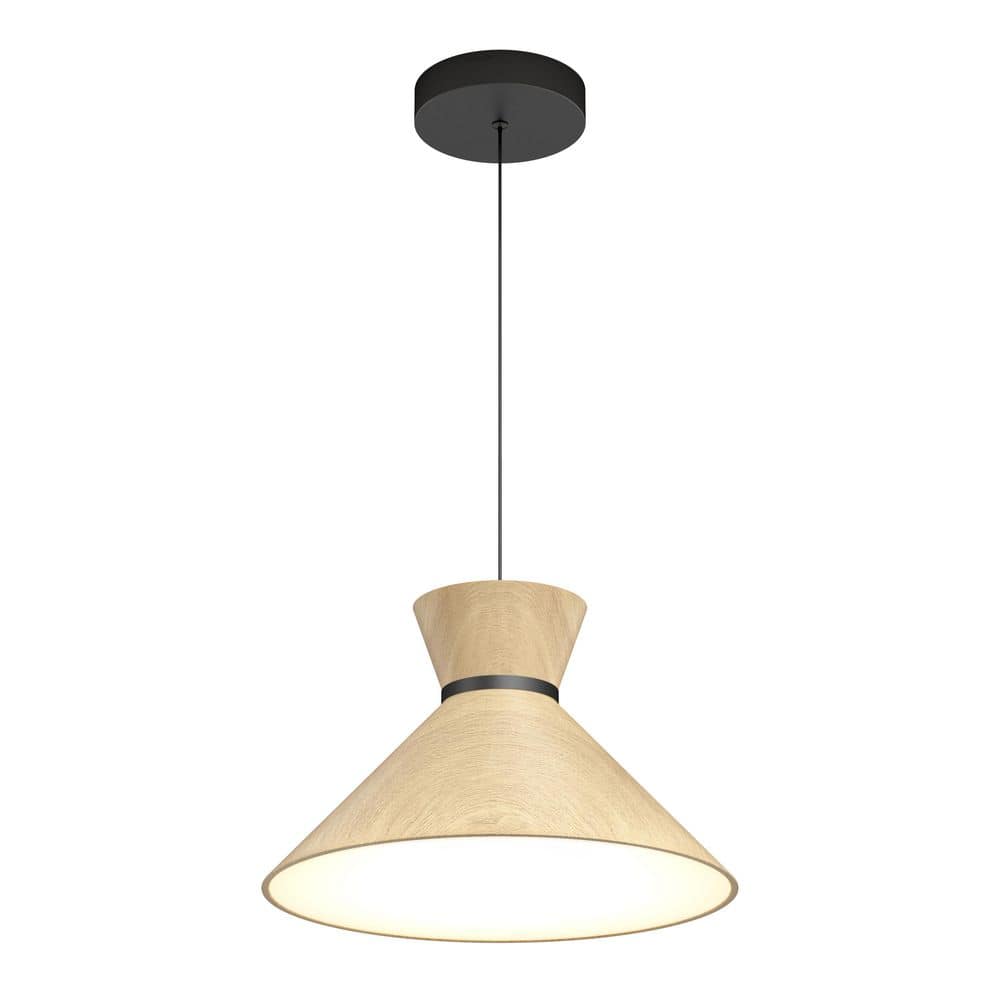 Inoa 26-Watt 1-Light 5CCT Black and Wood Integrated LED Pendant Light price history on PriceWatchPro