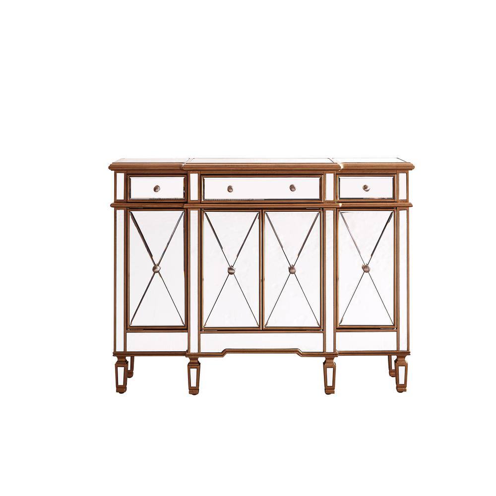 Timeless Home 3-Drawer / 4-Door in Hand Rubbed Antique Gold Storage Cabinet