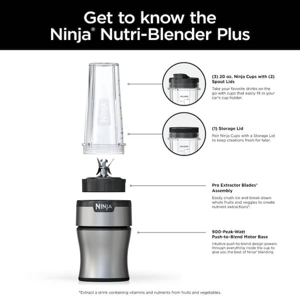 Ninja Fit Personal Blender 700-Watts (4) 16-oz To-Go Cups & Spout Lids &  Recipe Book