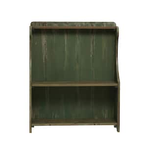 39.37 in. W x 13.75 in. D Antique Green 2-Tier Pine Wood Decorative Wall Shelf