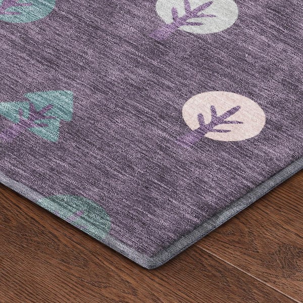 Mayfield Premium Machine Washable Abstract AMF2550 Plum 8 ft. x 10 ft. Area Rug