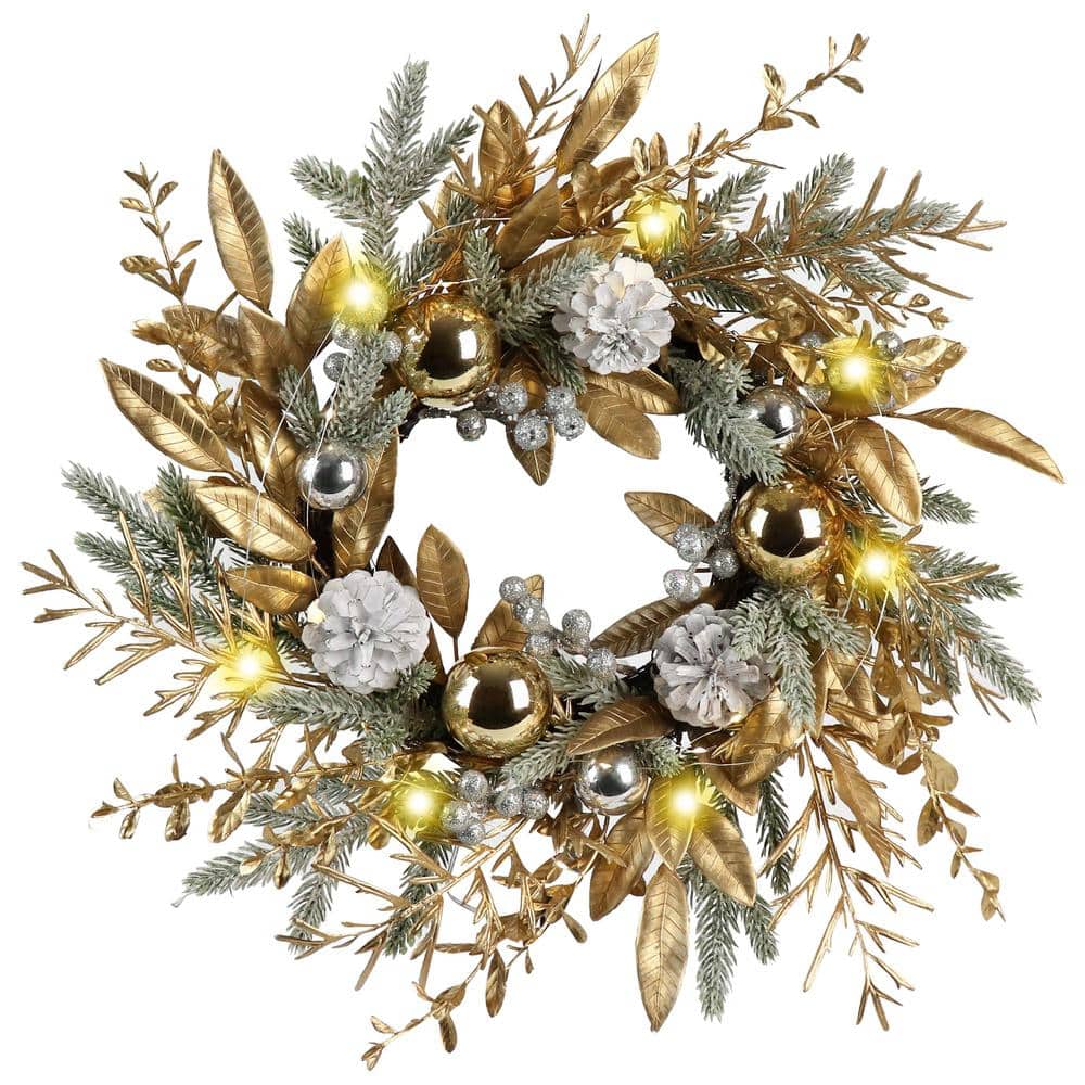20 in. Handcrafted Multicolor Pre-Lit LED Artificial Christmas Wreath with 