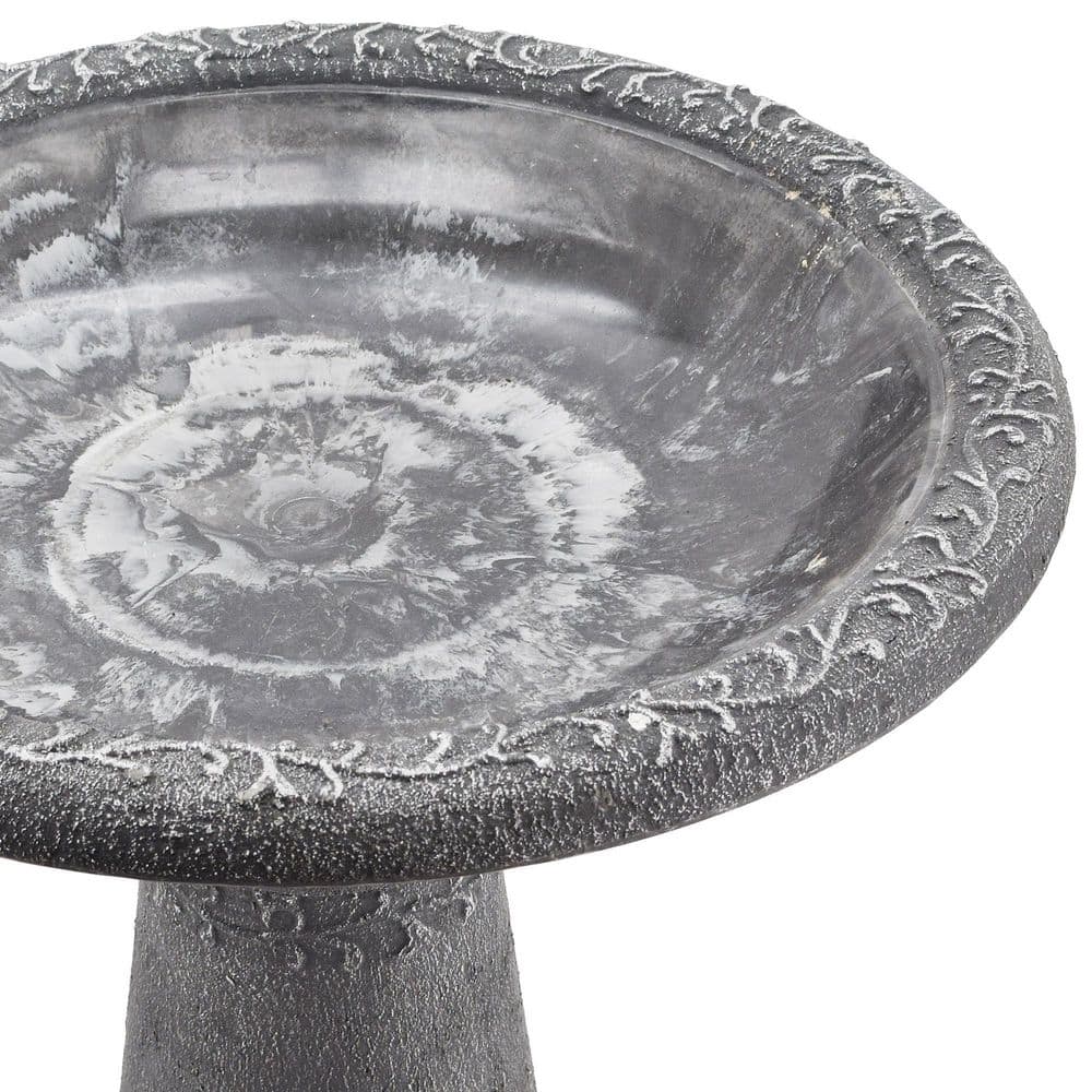 Arcadia Garden Fiberclay Birdbath with Ornate Floral Design