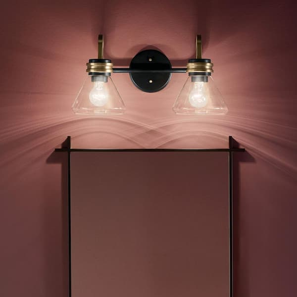 Farum 19.25 in. 2-Light Vanity Light with Clear Glass in Black