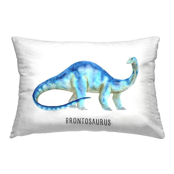 Stupell Industries Brontosaurus Dinosaur Learning Blue Print Polyester 14 in. X 20in. Throw Pillow