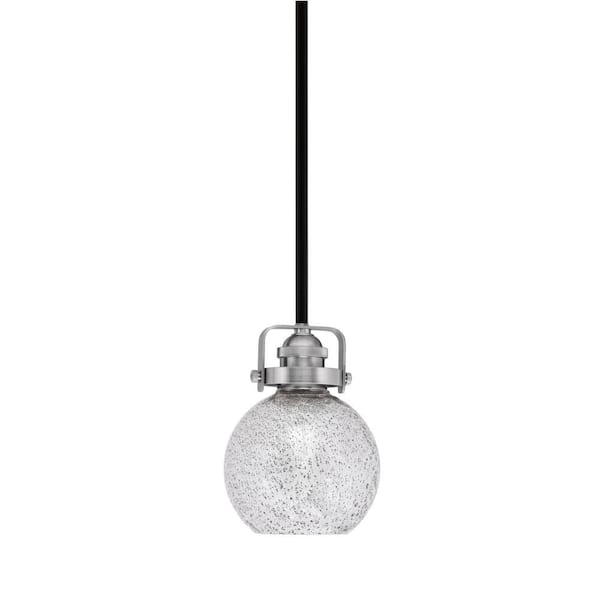 Unbranded Decatur 60-Watt 1-Light Black and Nickel Light Mini Pendant with 5.75 in. Smoke Bubble Glass Shade, No Bulb Included