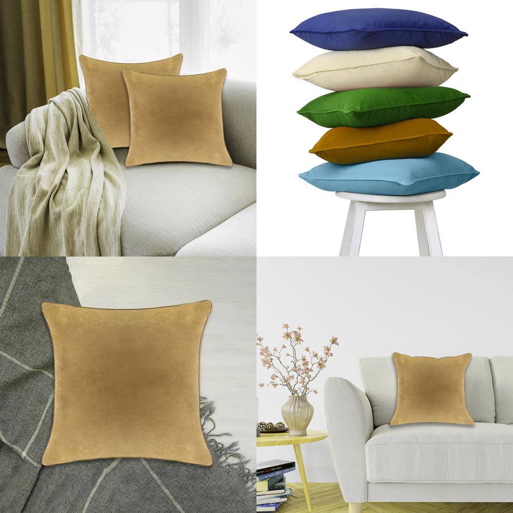Irish Coffee Velvet 22" Square Pillow Covers Set of 2