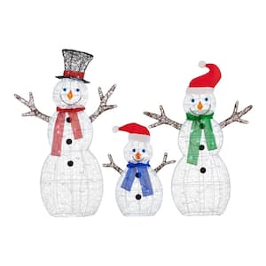 42 in. Acrylic LED Snowman Family Yard Decoration ( 42 in. + 35.5 in. + 23.5 in.)