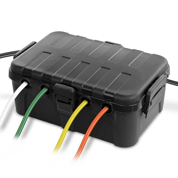8.5 in. x 12.5 in. x 5 in. Polypropylene Black 4-Gang IP54 Waterproof Electrical Box (1-Pack)