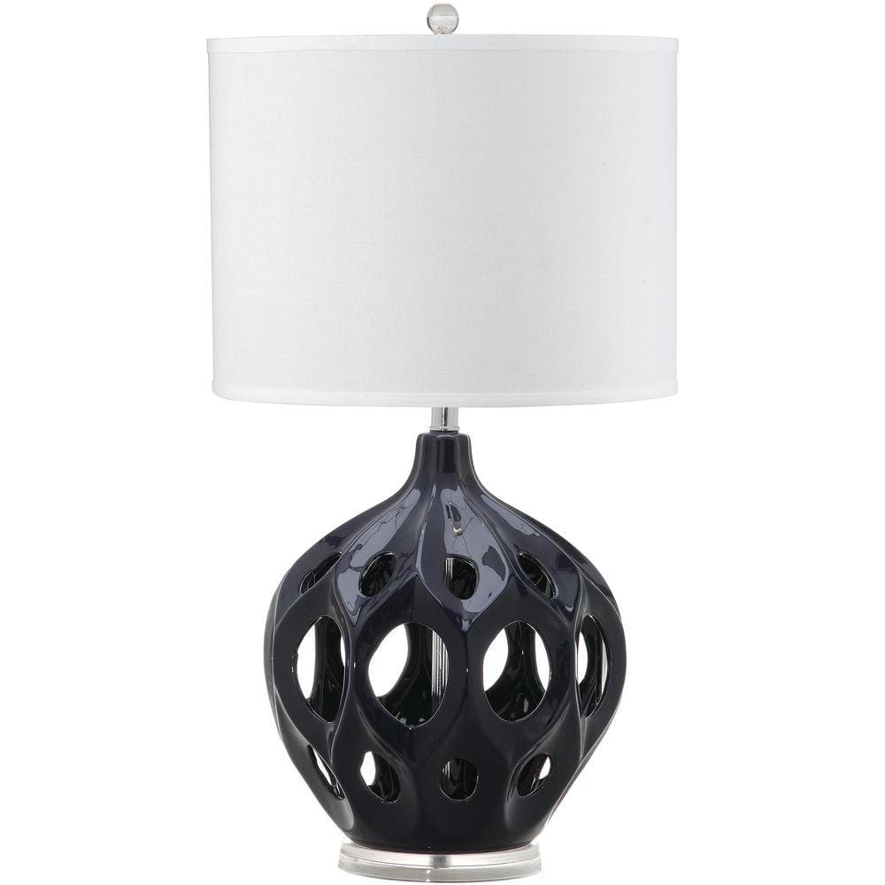 SAFAVIEH Regina 29 In Navy Ceramic Paris Table Lamp With White Shade   Navy Safavieh Table Lamps Lit4040b 64 1000 