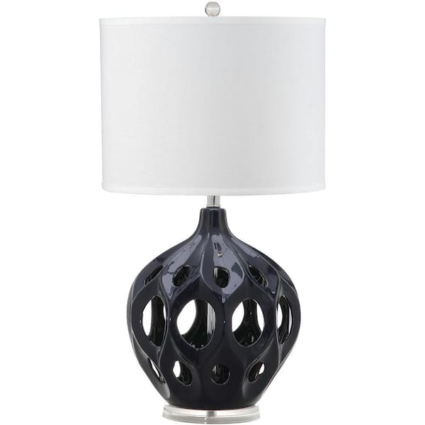 SAFAVIEH Regina 29 in. Navy Ceramic Paris Table Lamp with White Shade