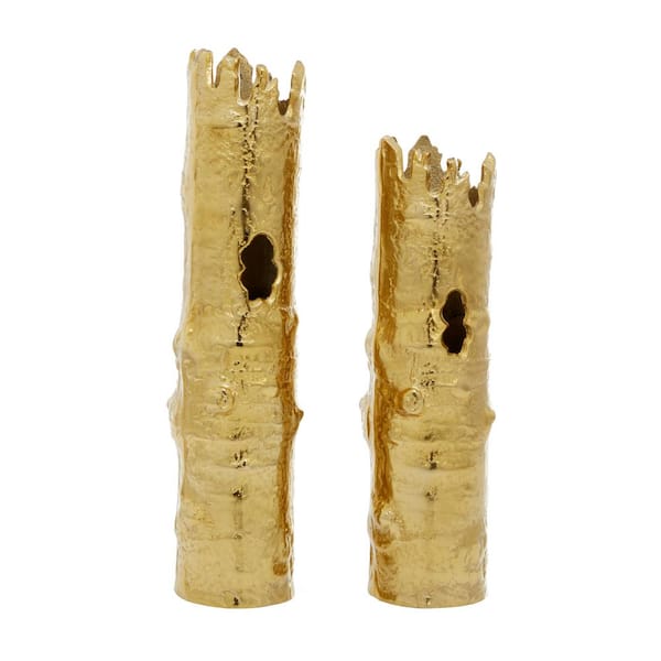 CosmoLiving by Cosmopolitan Gold Aluminum Crown Decorative Vase (Set of 2)