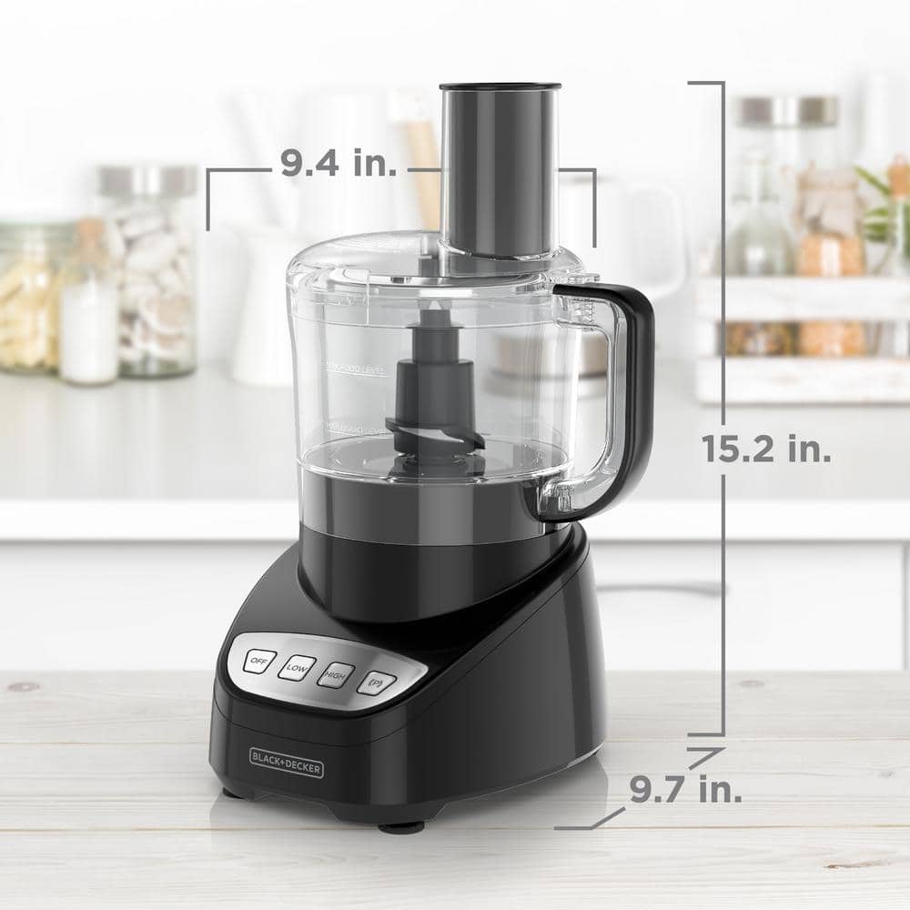 Black 8-Cup Food Processor with Stainless Steel Blade