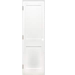 18 in. x 80 in. Shaker 2-Panel Solid Core Primed Pine Reversible Single Prehung Interior Door with Satin Nickel Hinges
