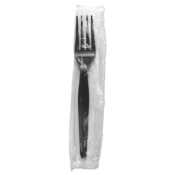 Boardwalk Black Heavyweight Wrapped Disposable Polystyrene Forks (1,000-Carton)