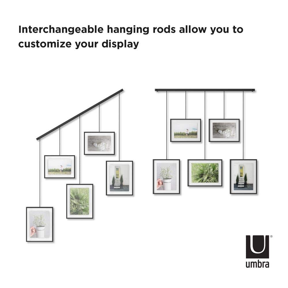 Exhibit Ledge Black Metal 5-Picture Frame Set for Modern Wall Display
