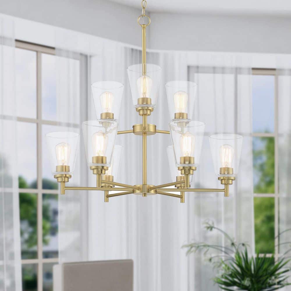 Westin 9-Light Brushed Gold Chandelier with Clear Glass Shade price history on PriceWatchPro