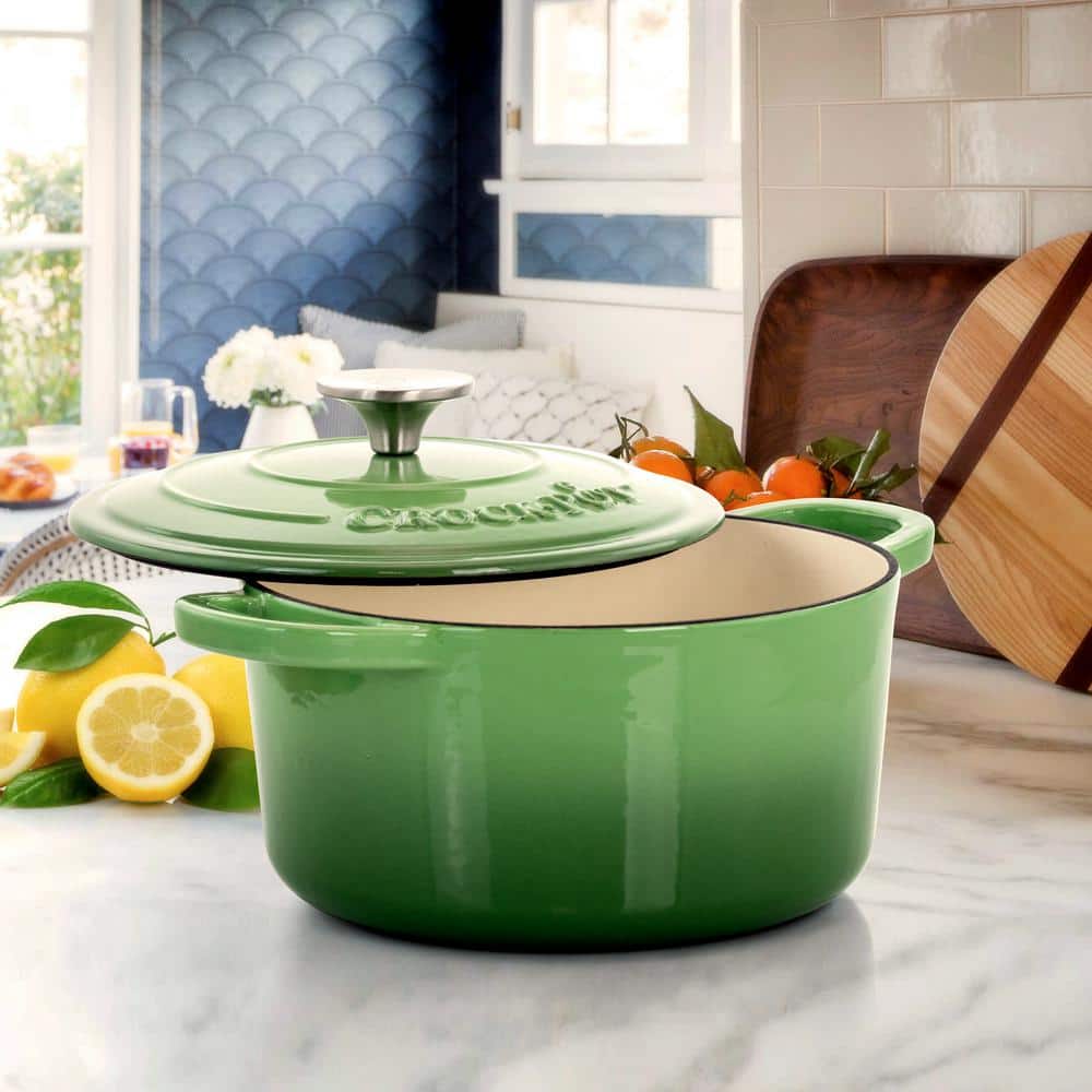 Pistachio Green Enameled Cast Iron Dutch Oven with Lid, 5 Quarts