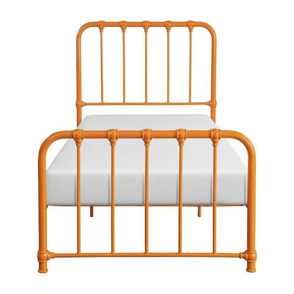 EVERGLADE HOME Jocelyn Orange Metal Frame Twin Platform Bed