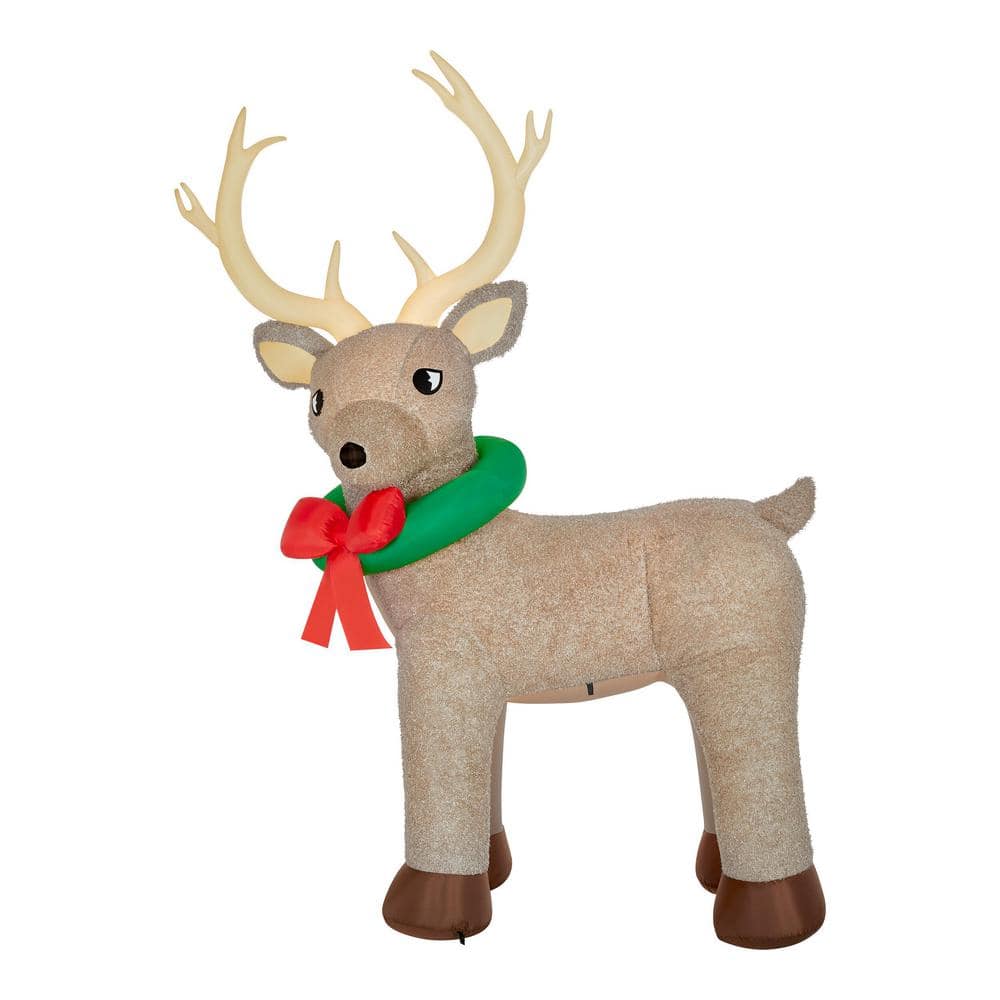 Home Accents Holiday 10.5 ft. Giant-Sized LED Fuzzy Reindeer Christmas Airblown Inflatable