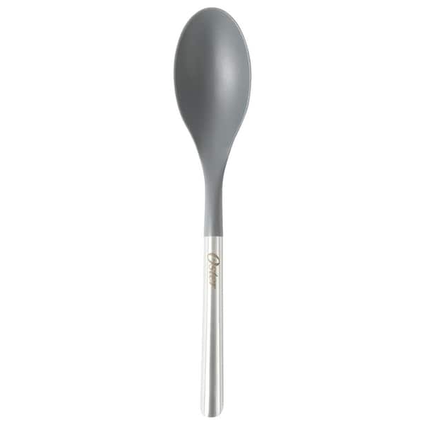 13.8 Inch Nylon Serving Spoon With Stainless Steel Handle in Silver
