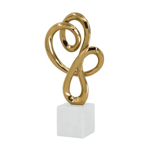 A & B Home Gold/White Aluminum Sculpture on Marble Base
