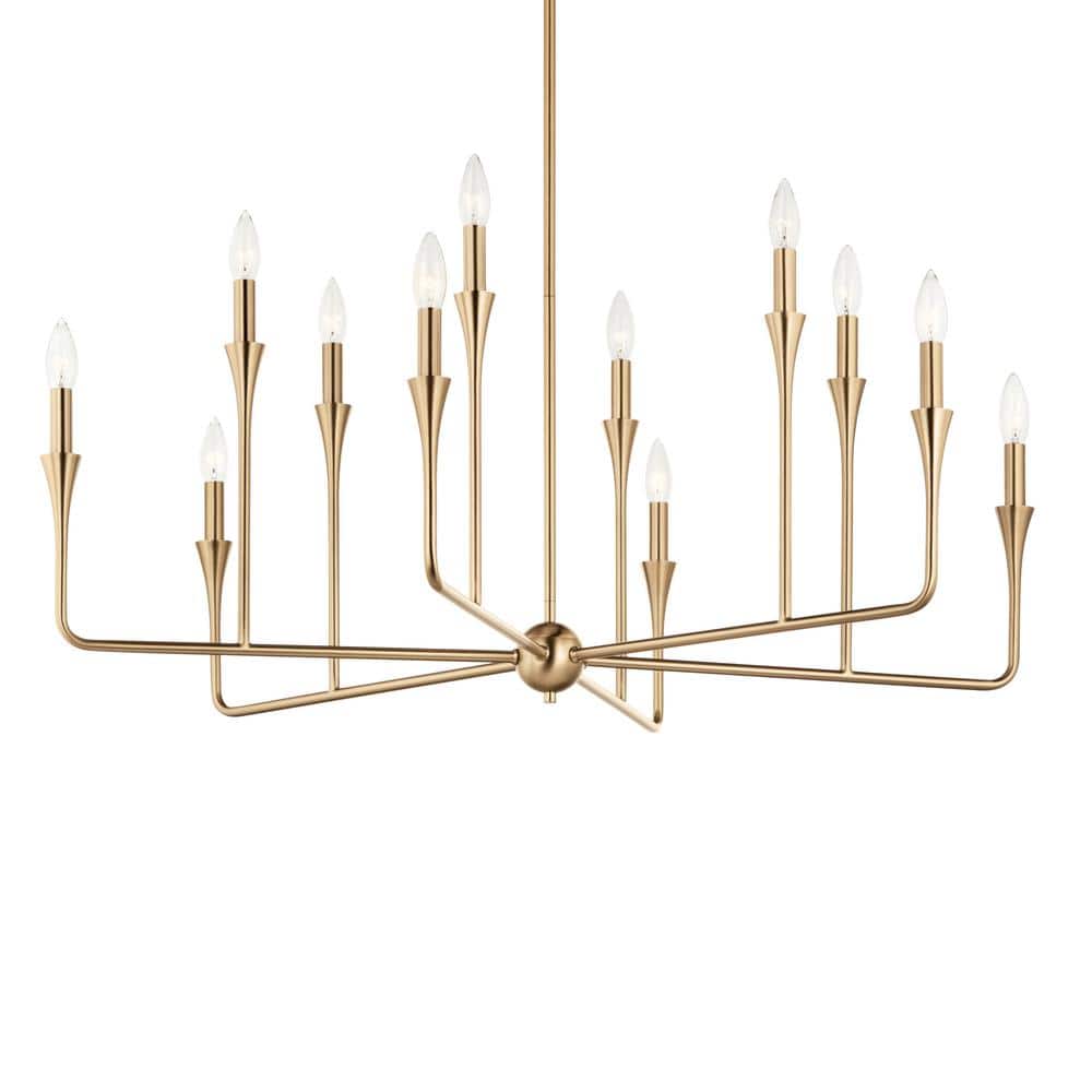 Champagne Bronze 12-Light Multi-Tier Chandelier with Tapered Accents