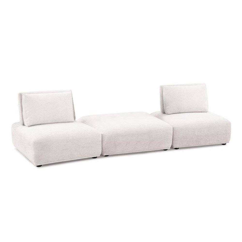 Stavan Armless Fabric Rectangle Pillow Back Sofa in White