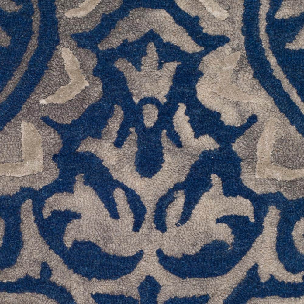 Handmade Gray Floral Tufted Wool Rectangular Accent Rug 2' x 3'