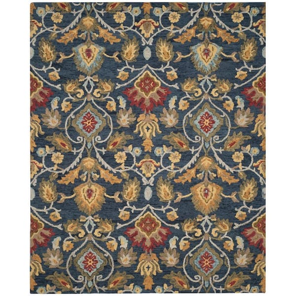 SAFAVIEH Blossom Navy/Multi 10 ft. x 14 ft. Geometric Floral Area Rug