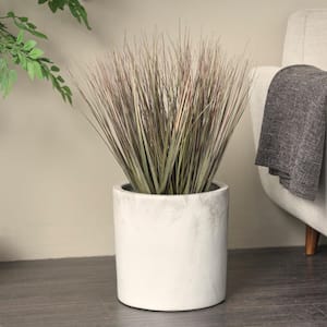 28 in. H Onion Grass Artificial Plant with White Plastic Pot