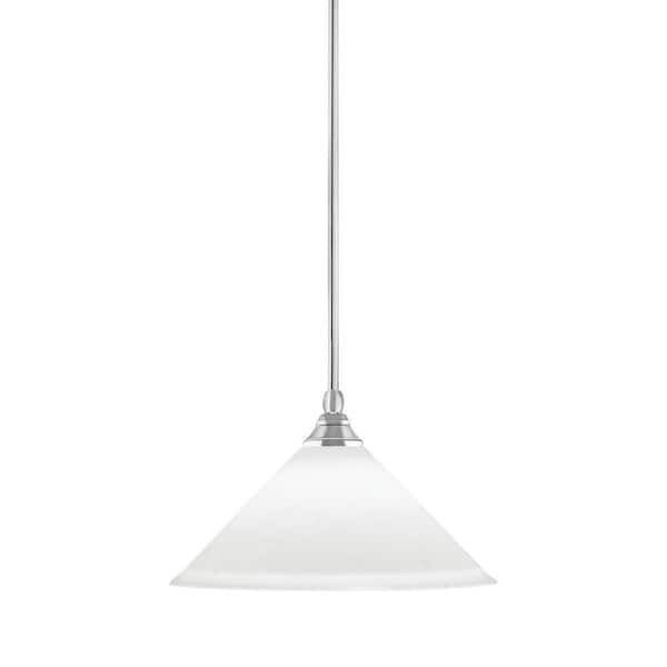 Unbranded Sparta 100-Watt 1-Light Chrome Shaded Pendant Light Mini Pendant with Frosted Crystal Glass and No Bulb Included
