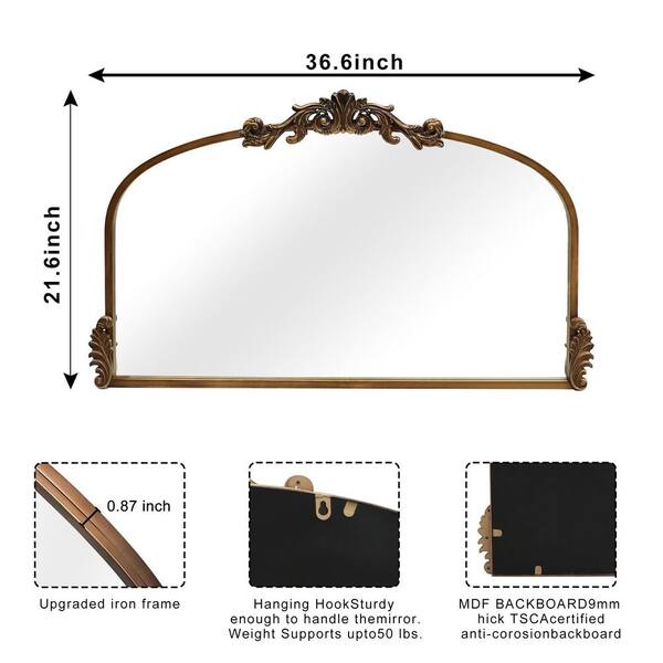 LuxHomez 36.6 in. W x 21.6 in. H Copper Vintage Arched Metal