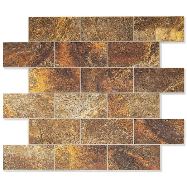 Yipscazo Subway Collection Rusty Stone 12 in. x 12 in. PVC Peel and Stick Tile (5 sq. ft./5-Sheets)