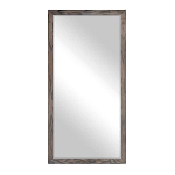 Large 2in Beveled (30 in. W x 63.5 in. H) Wooden Carbon Grey Rectangle Wall Mirror