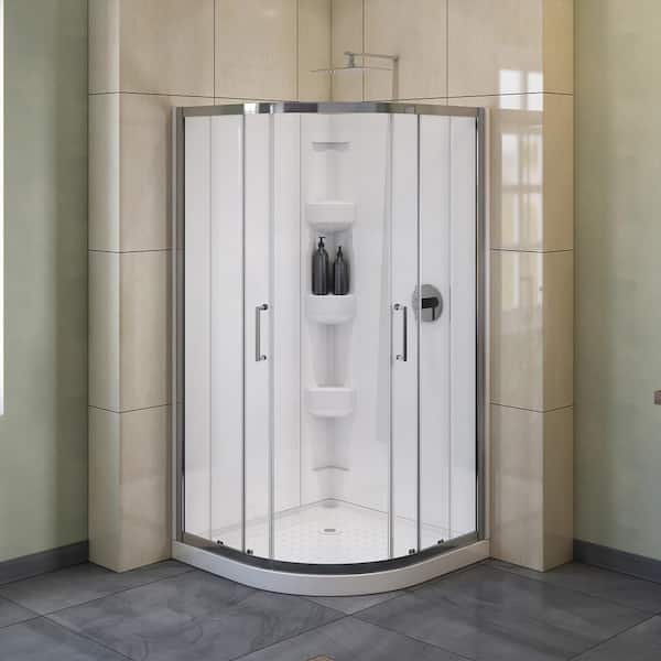 Ardis 38 in. L x 38 in. W x 72 in. H Neo-Round Corner Shower Stall/Kit in Chrome