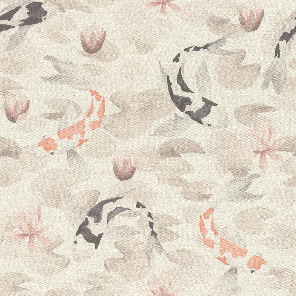 Nobu Beige Koi Fish Wallpaper